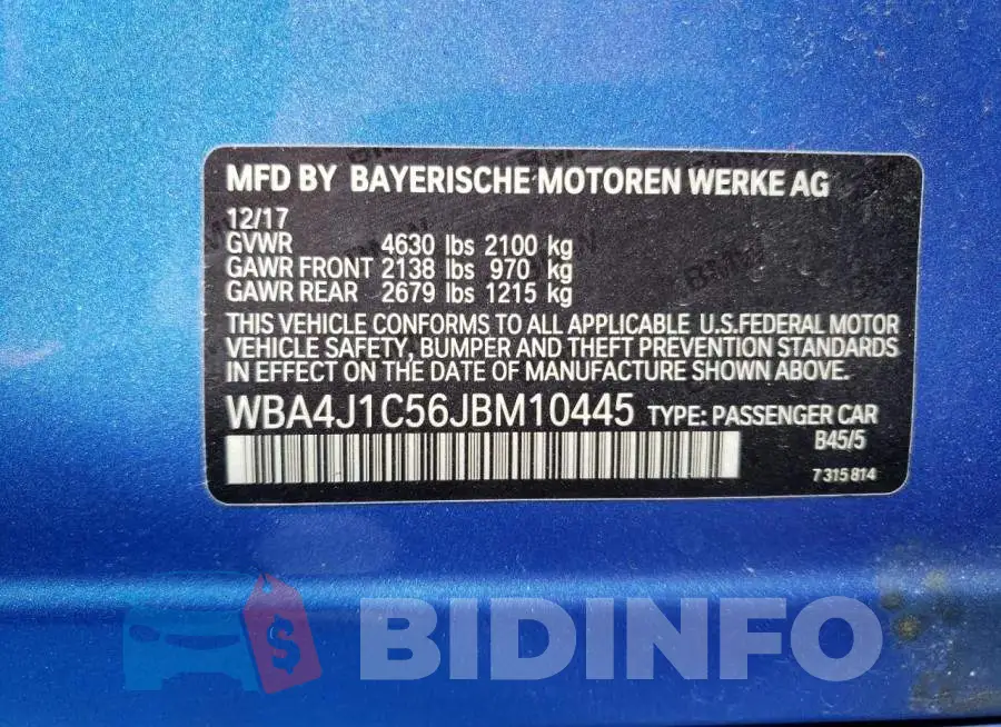 WBA4J1C56JBM10445 Photo# 12