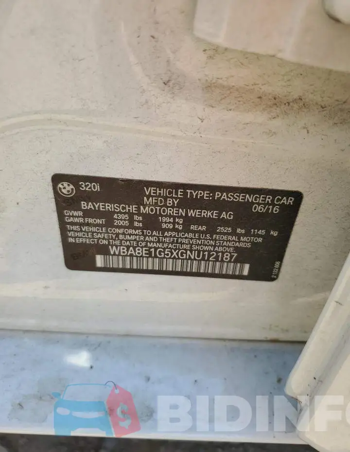 WBA8E1G5XGNU12187 Photo# 12