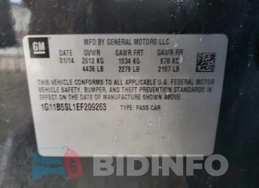 1G11B5SL1EF209263 Photo# 12