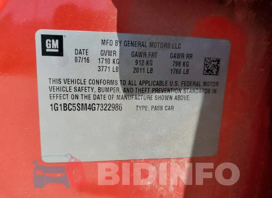 1G1BC5SM4G7322986 Photo# 12