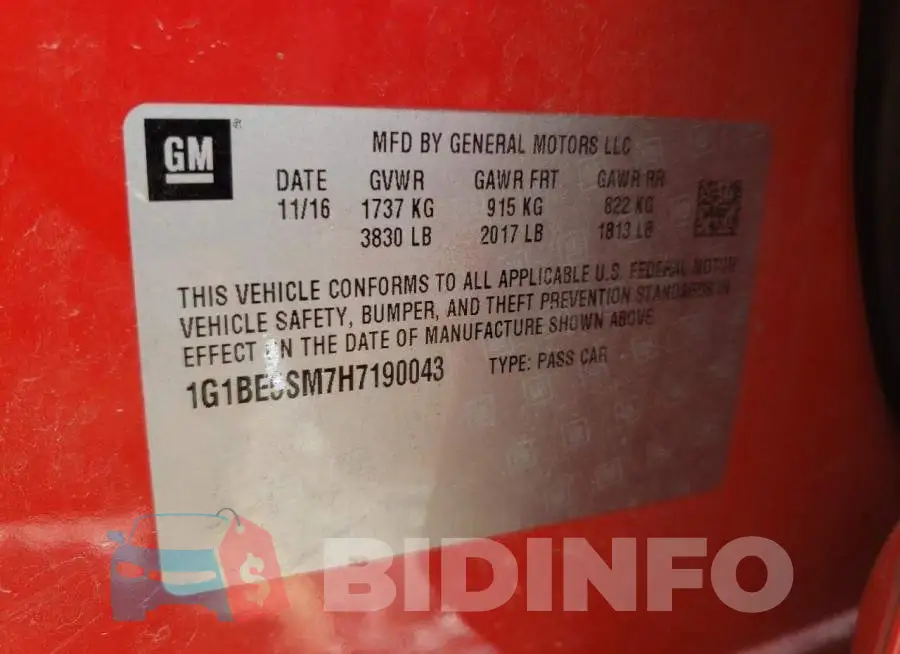 1G1BE5SM7H7190043 Photo# 12