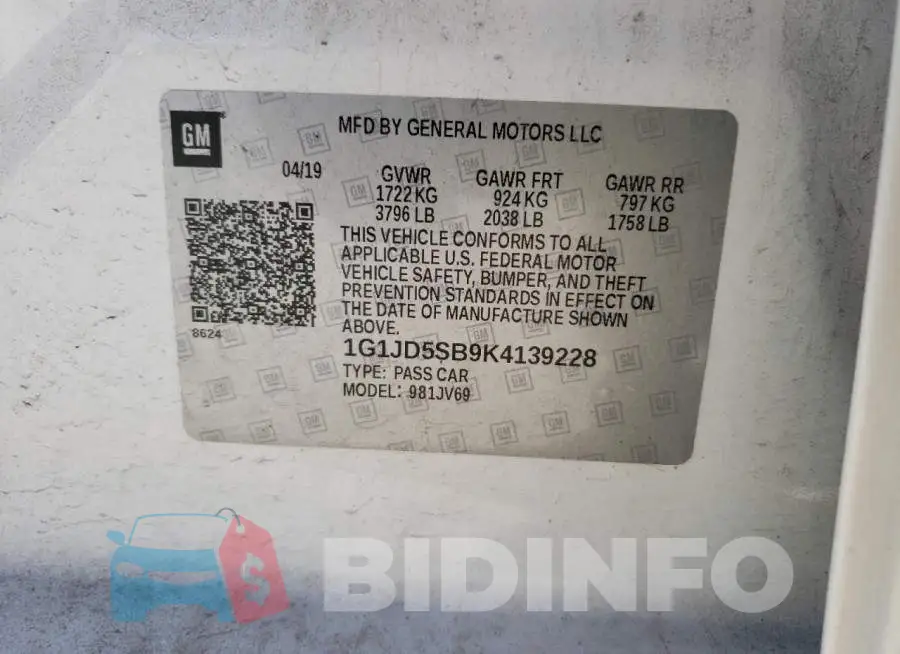 1G1JD5SB9K4139228 Photo# 10