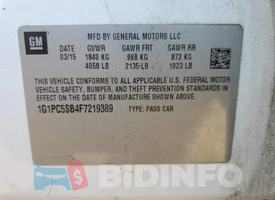 1G1PC5SB4F7219389 Photo# 13