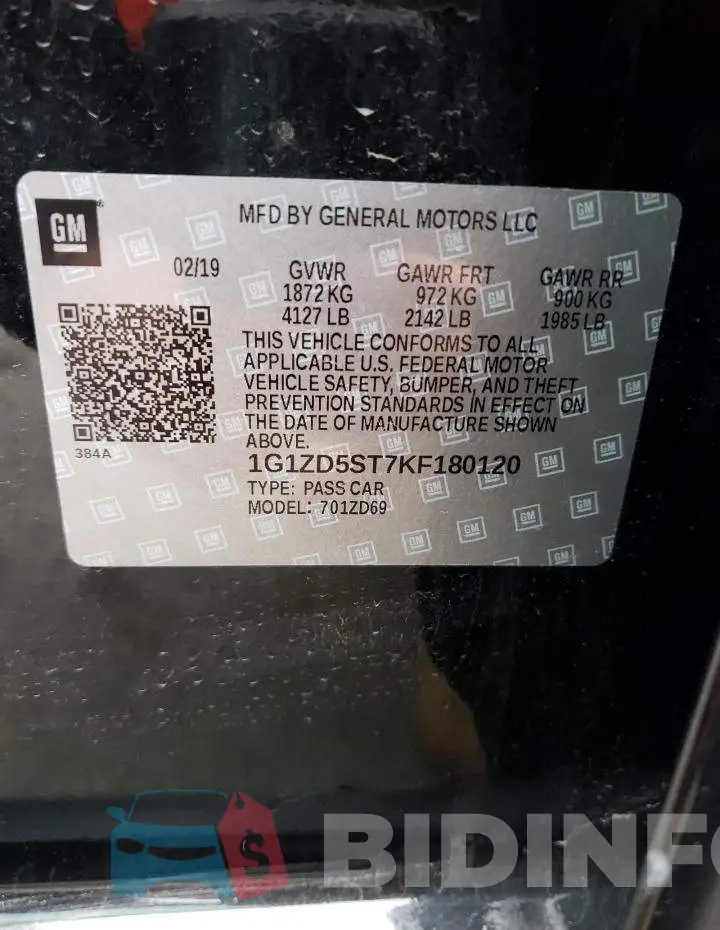 1G1ZD5ST7KF180120 Photo# 12