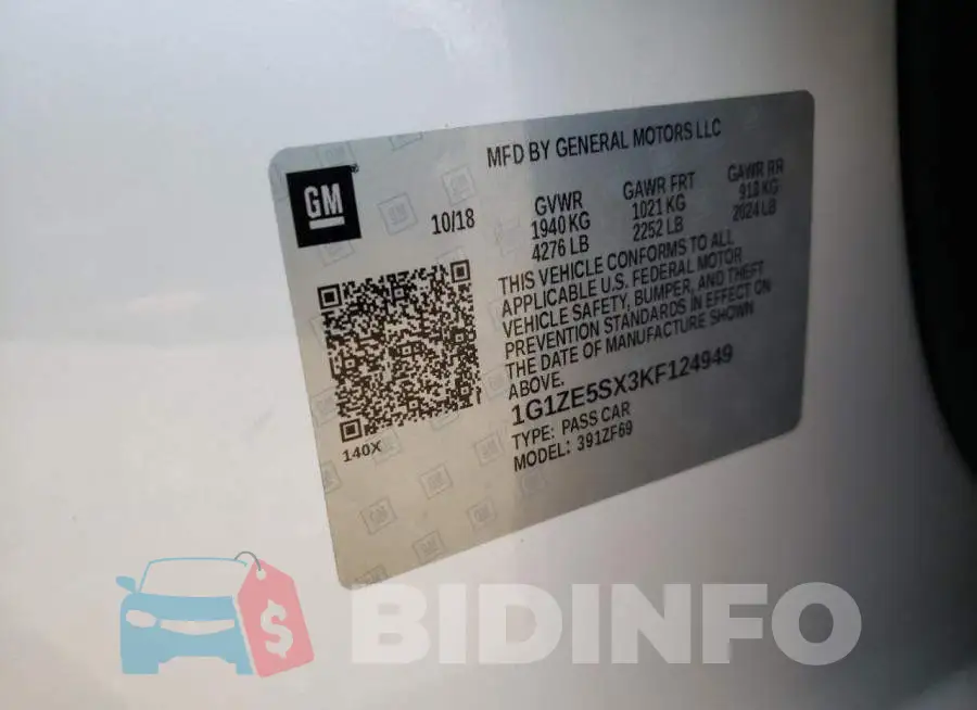 1G1ZE5SX3KF124949 Photo# 12