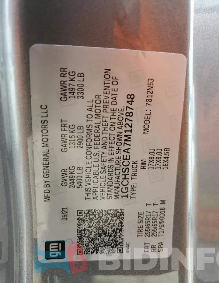 1GCHSCEA7M1278748 Photo# 12
