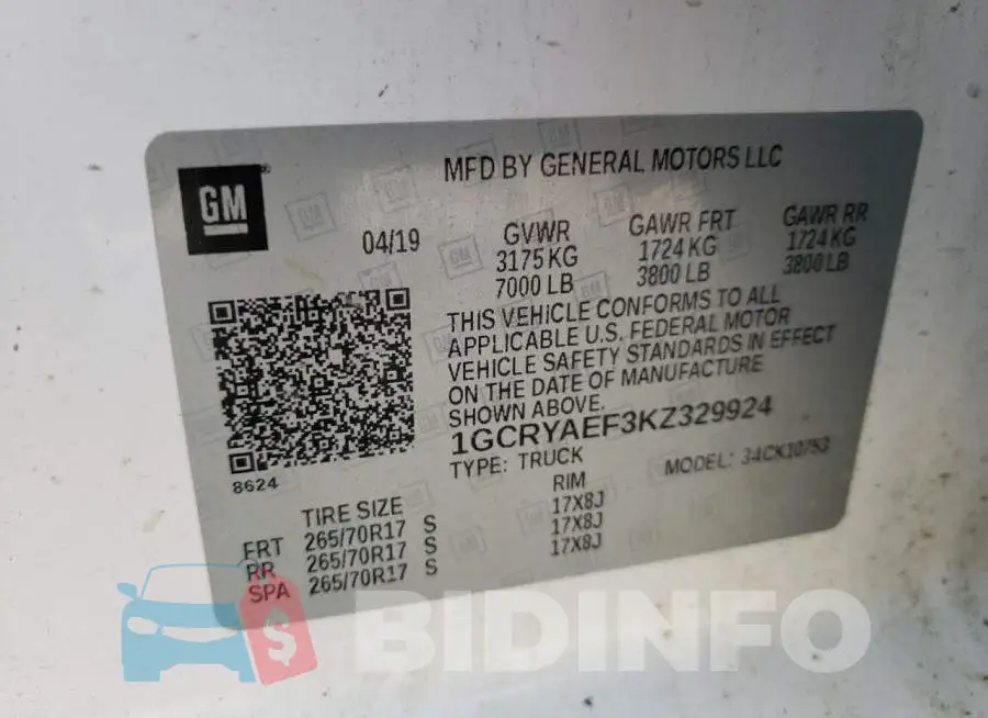1GCRYAEF3KZ329924 Photo# 12