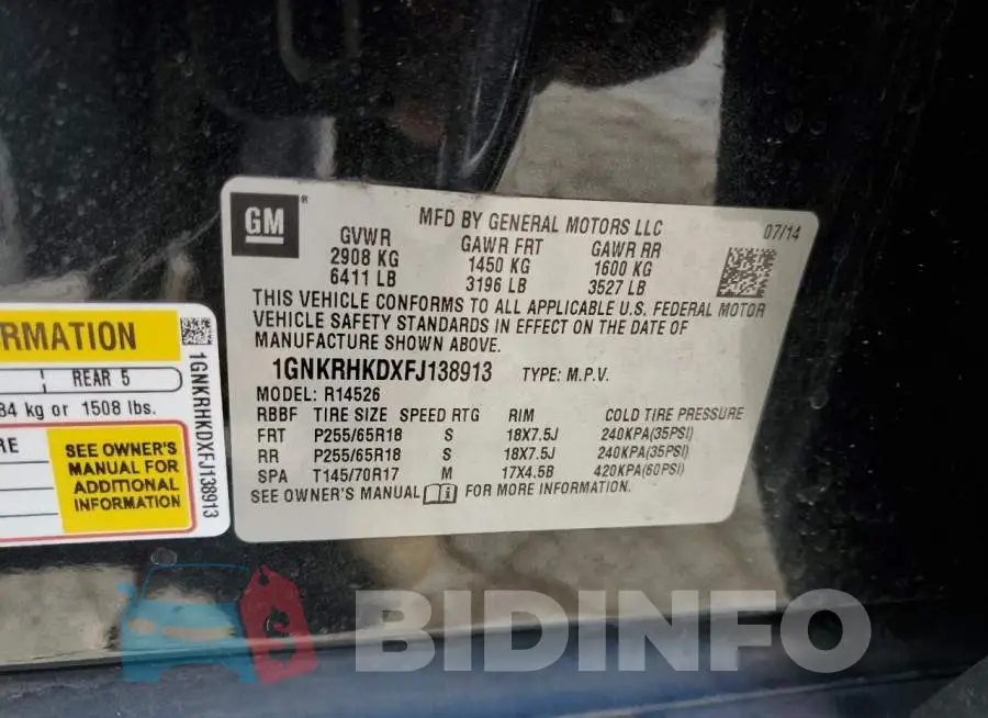 1GNKRHKDXFJ138913 Photo# 13