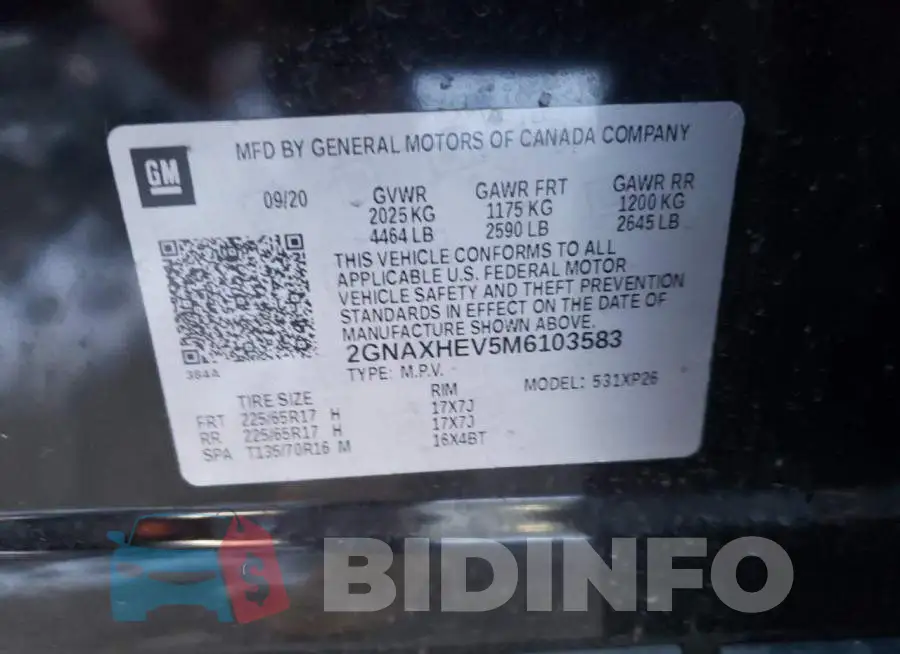 2GNAXHEV5M6103583 Photo# 13