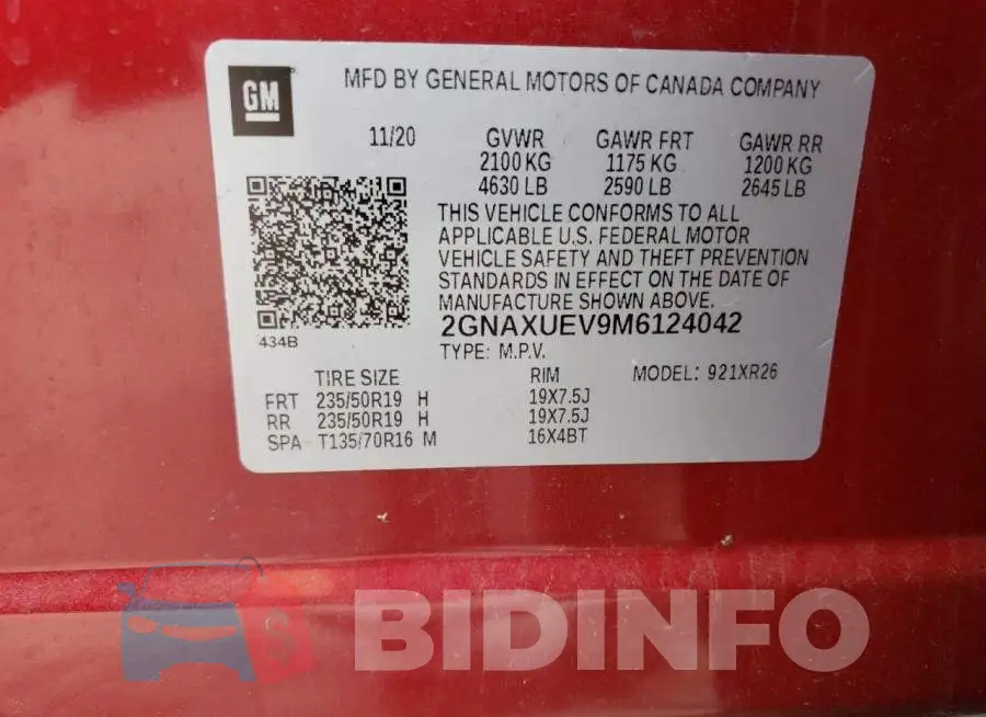 2GNAXUEV9M6124042 Photo# 14