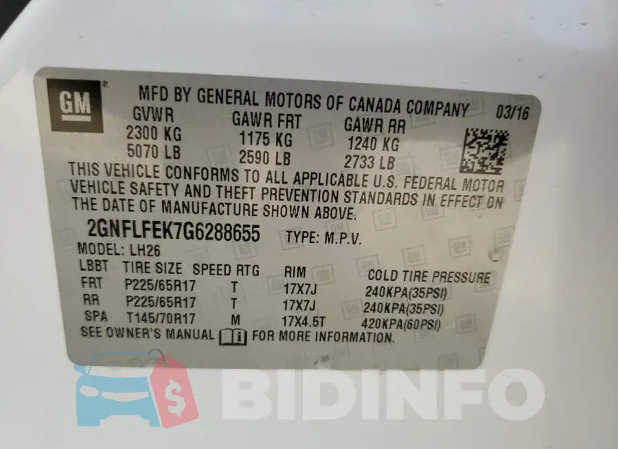 2GNFLFEK7G6288655 Photo# 13