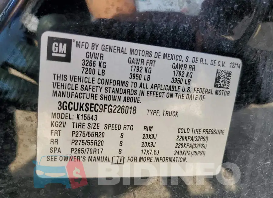 3GCUKSEC9FG226018 Photo# 12