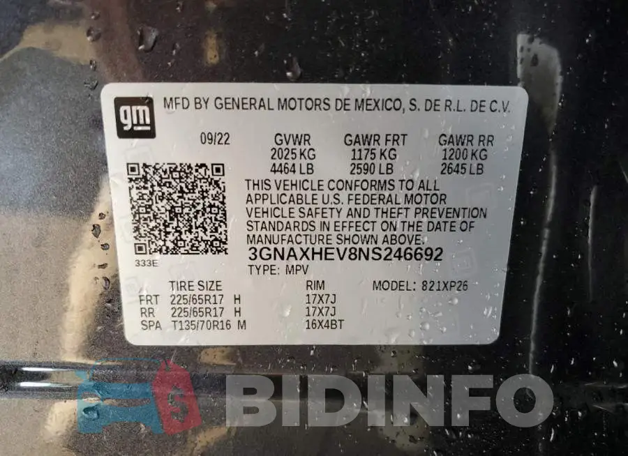 3GNAXHEV8NS246692 Photo# 13