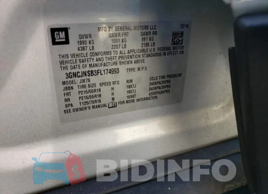 3GNCJNSB3FL174993 Photo# 12