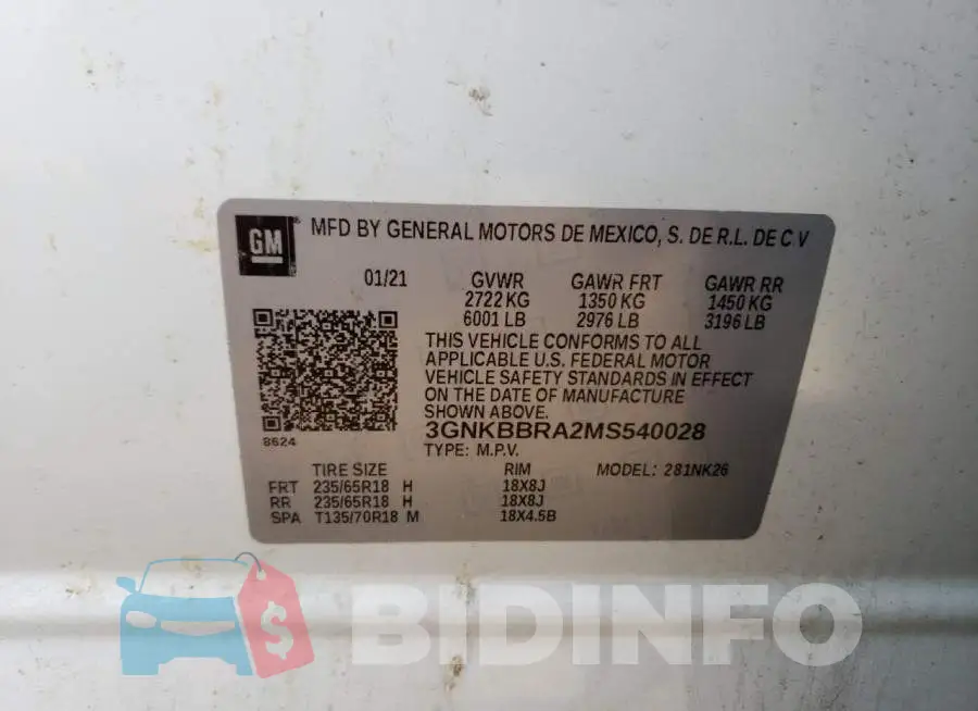 3GNKBBRA2MS540028 Photo# 12