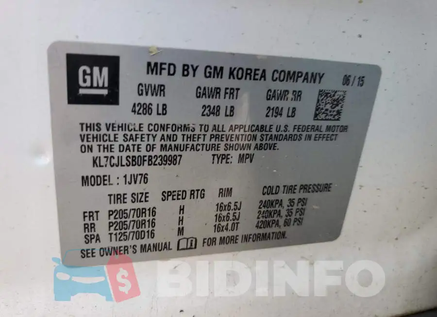 KL7CJLSB0FB239987 Photo# 13