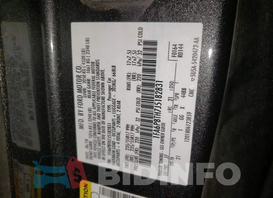 1FA6P8TH7J5182831 Photo# 13