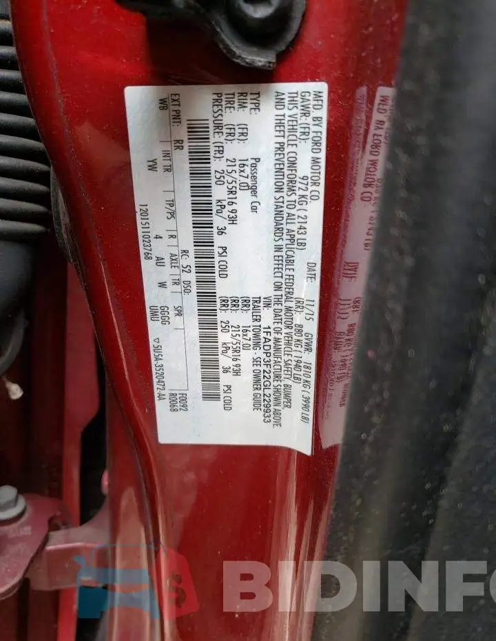 1FADP3F22GL229933 Photo# 12