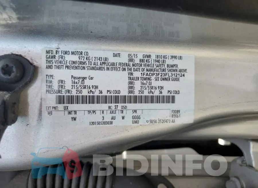 1FADP3F23FL312124 Photo# 12
