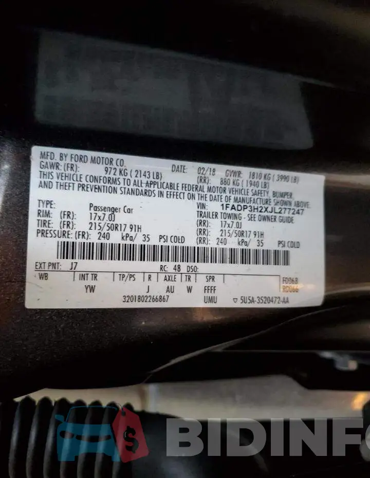 1FADP3H2XJL277247 Photo# 13