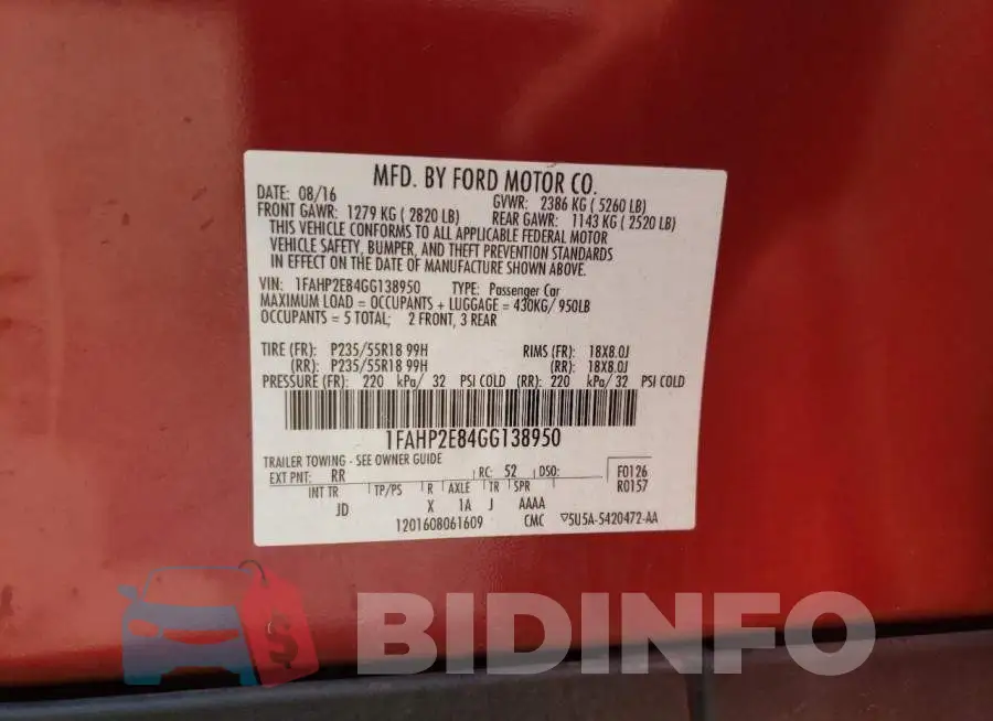1FAHP2E84GG138950 Photo# 12