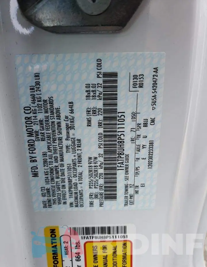 1FATP8UH8P5111051 Photo# 12