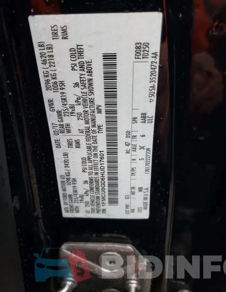 1FMCU0GD6HUD17601 Photo# 13