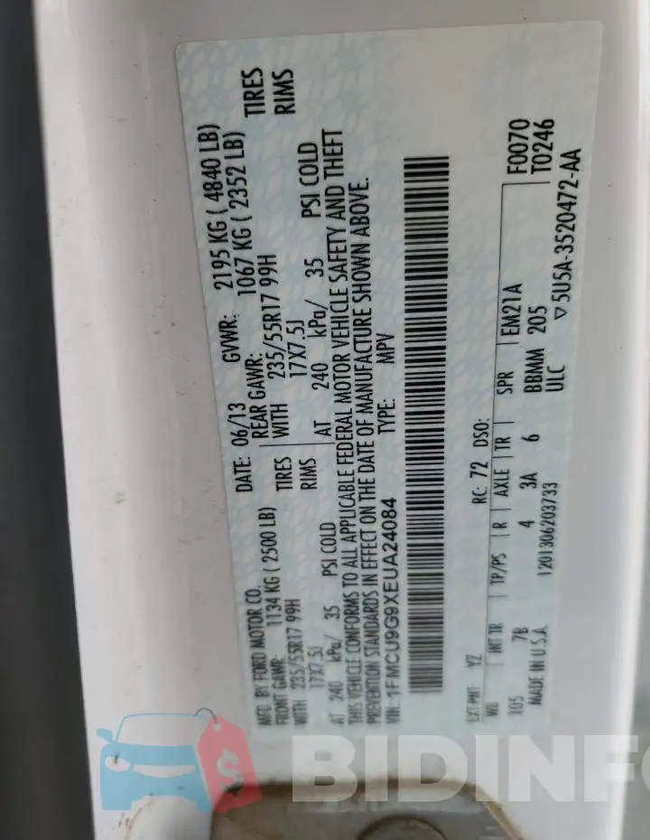 1FMCU9G96EUD38721 Photo# 13