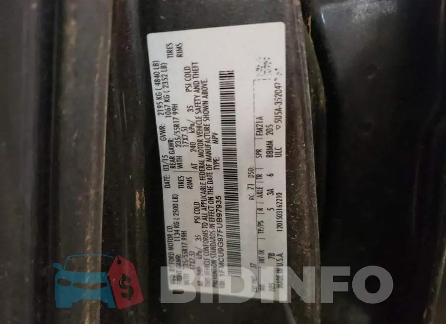1FMCU9G97FUB97935 Photo# 12