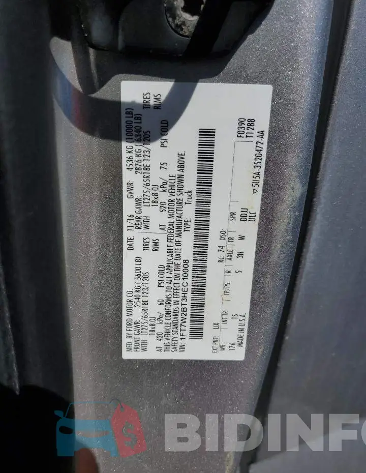 1FT7W2BT3HEC10008 Photo# 12