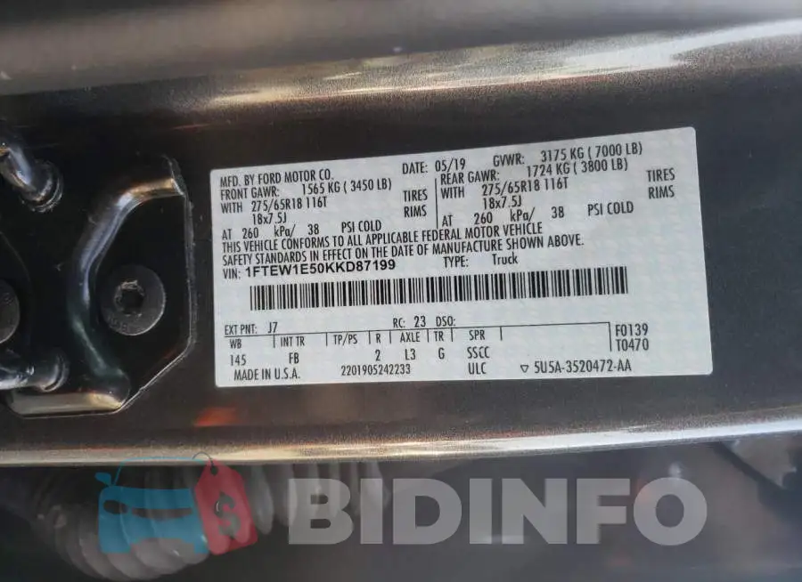 1FTEW1E50KKD87199 Photo# 13