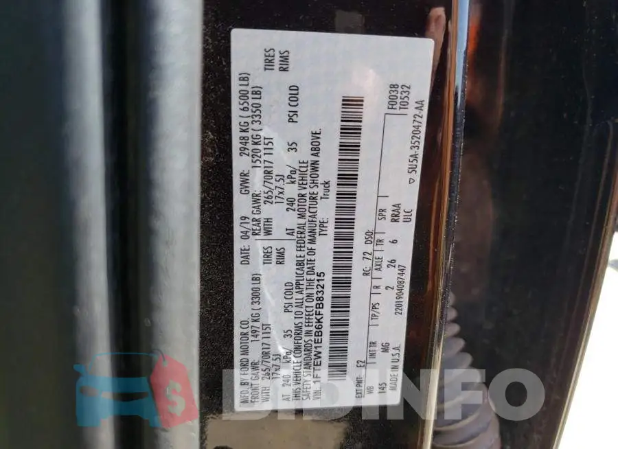 1FTEW1EB6KFB83215 Photo# 13