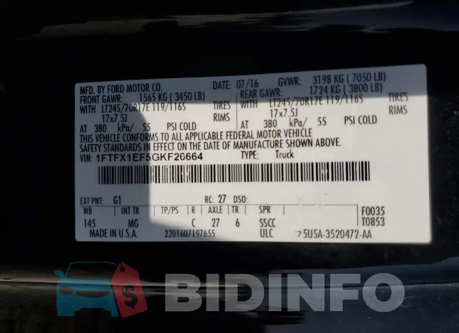 1FTFX1EF5GKF26664 Photo# 12