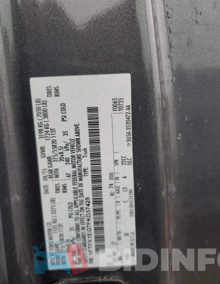 1FTFX1EG7FKD37425 Photo# 12