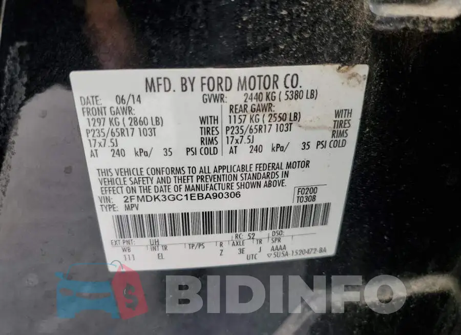 2FMDK3GC1EBA90306 Photo# 13
