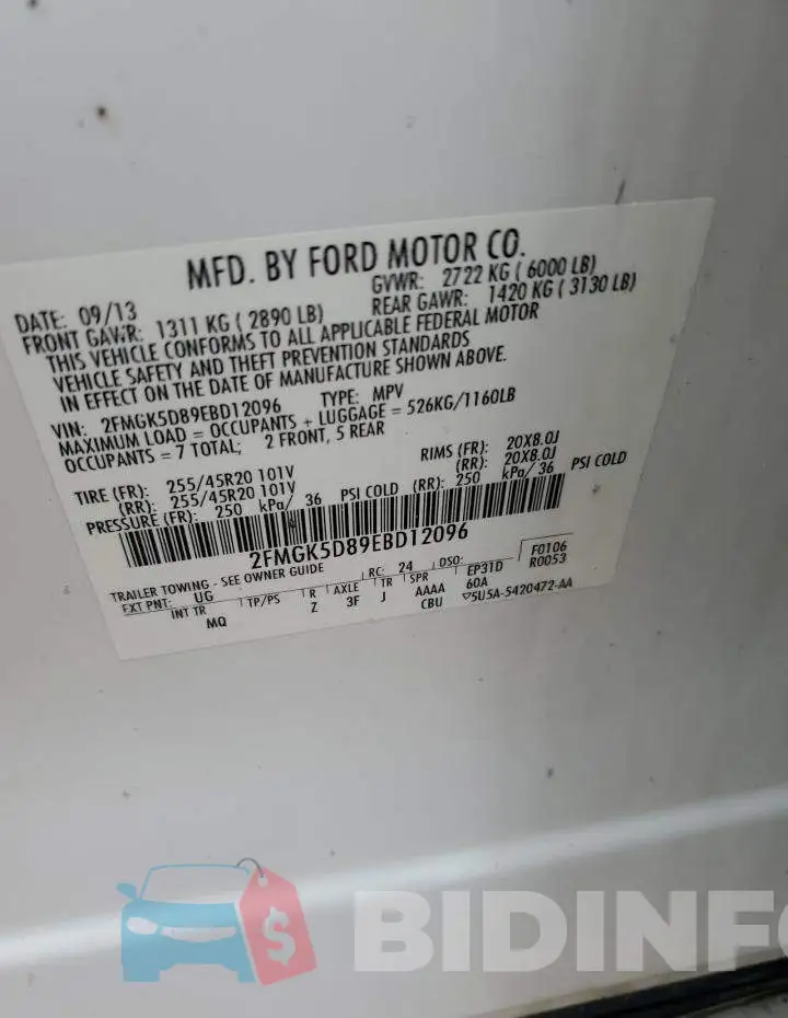 2FMGK5D89EBD12096 Photo# 13