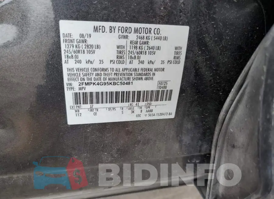 2FMPK4G95KBC50481 Photo# 13