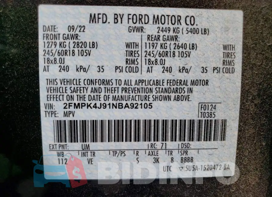 2FMPK4J91NBA92105 Photo# 14