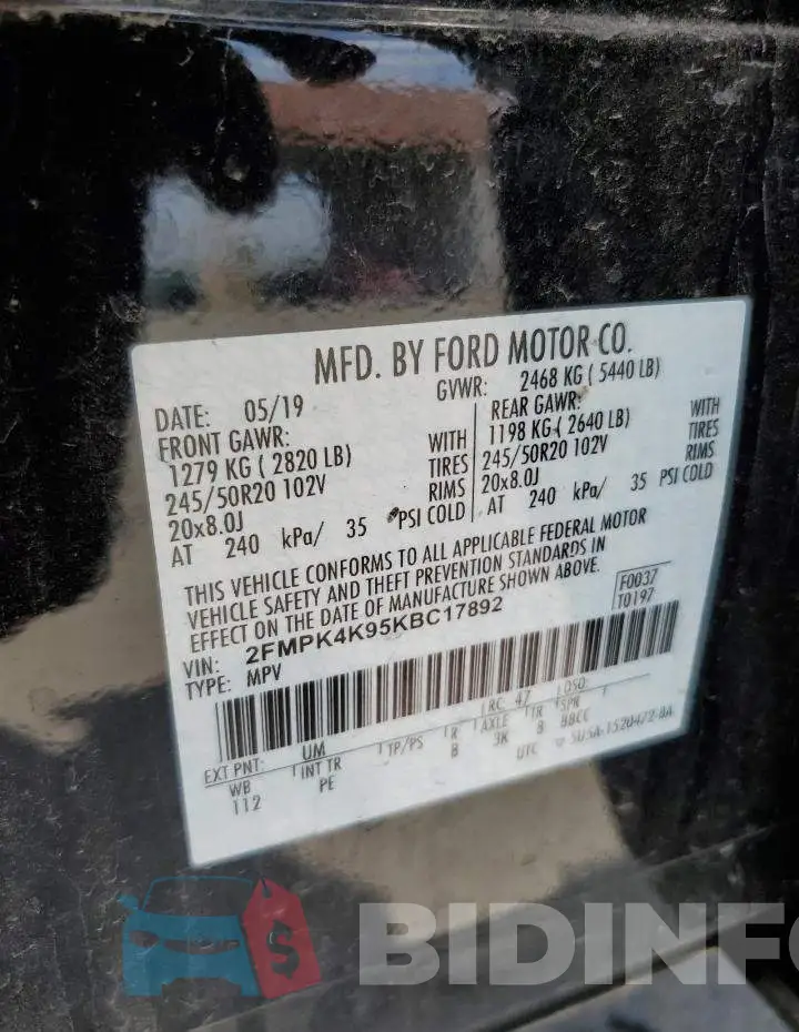 2FMPK4K95KBC17892 Photo# 13