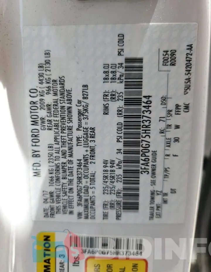 3FA6P0G75HR373464 Photo# 12