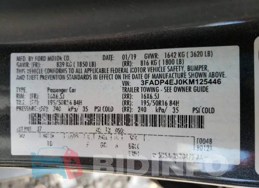 3FADP4EJ0KM125446 Photo# 13