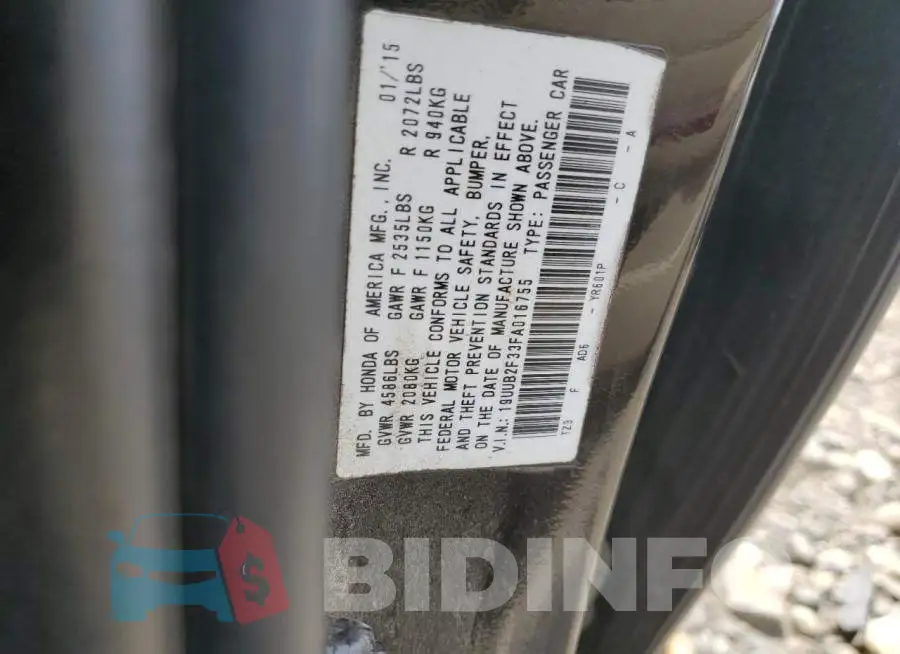 19UUB2F33FA016755 Photo# 12