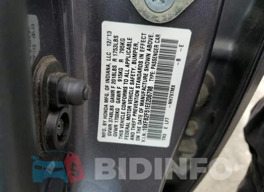 19XFB2F51EE206798 Photo# 12