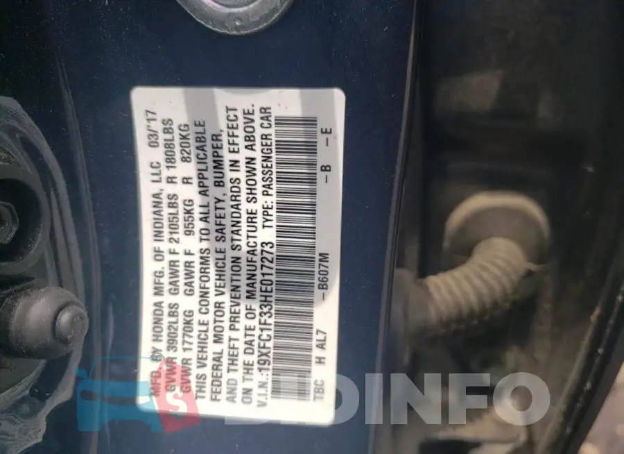 19XFC1F33HE017273 Photo# 12