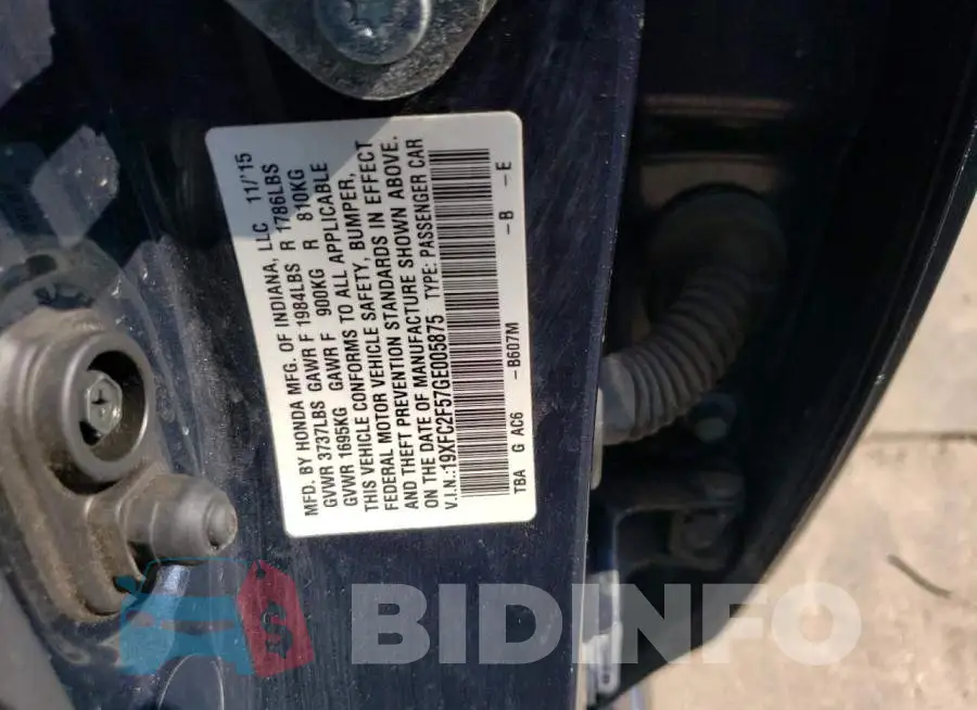 19XFC2F57GE005875 Photo# 13