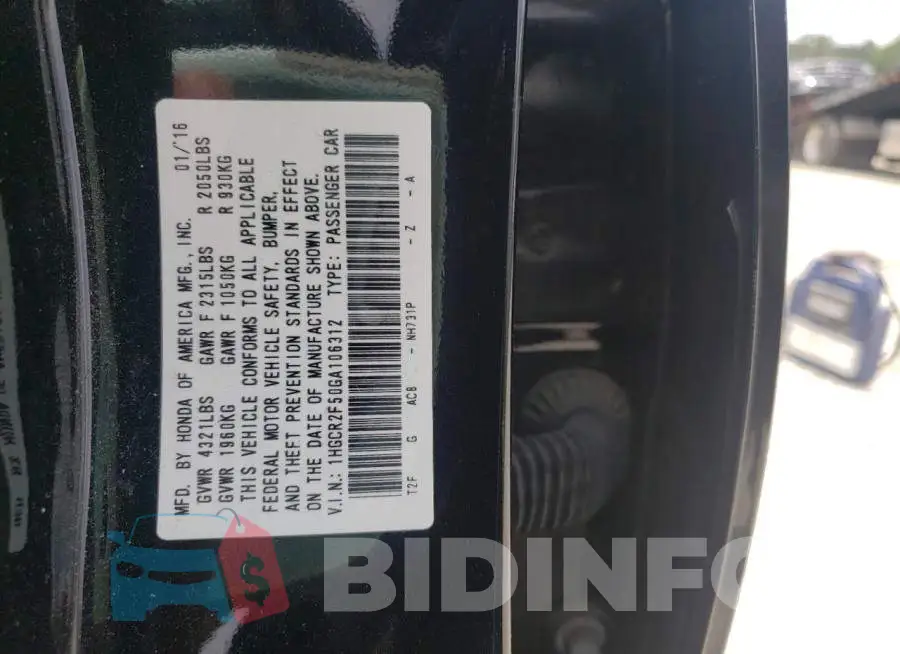 1HGCR2F50GA106312 Photo# 12