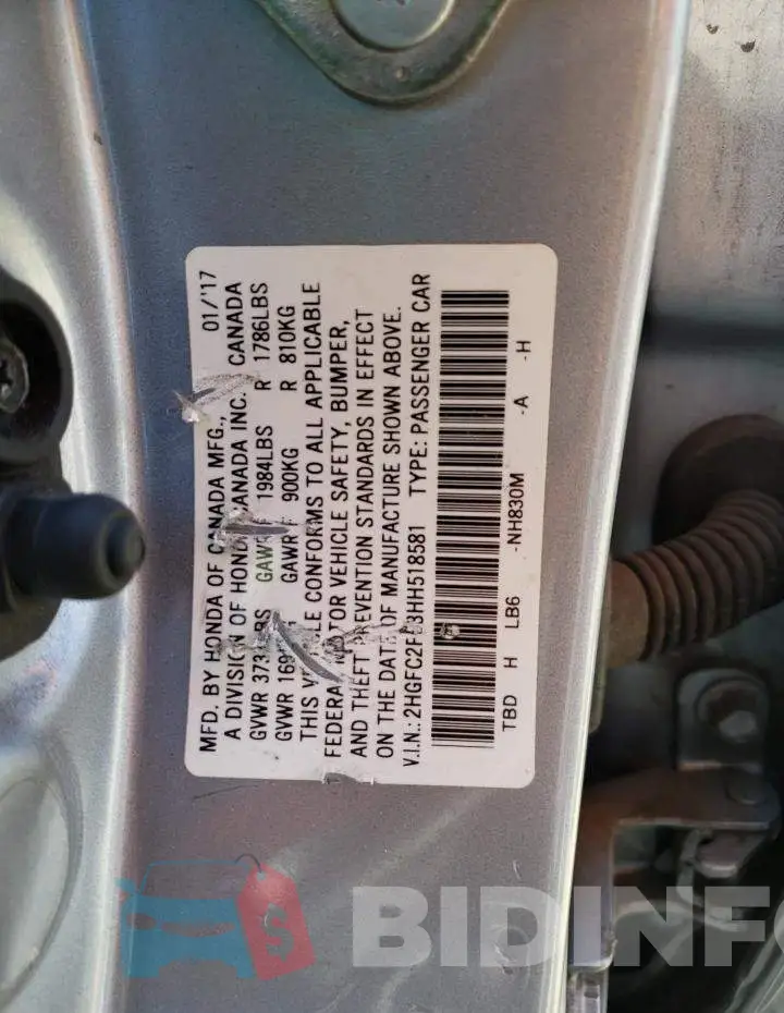 2HGFC2F53HH518581 Photo# 12