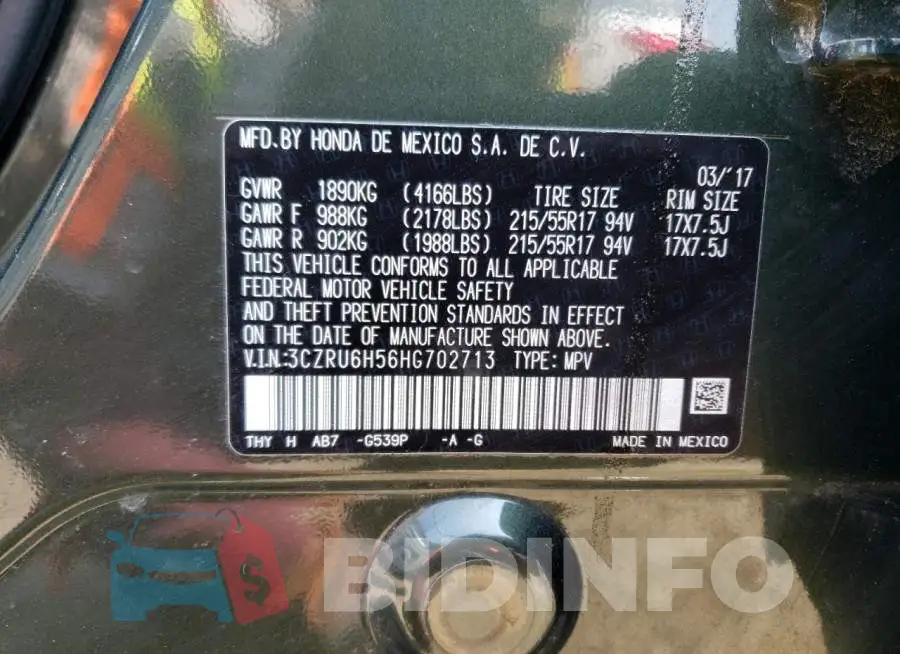 3CZRU6H56HG702713 Photo# 12