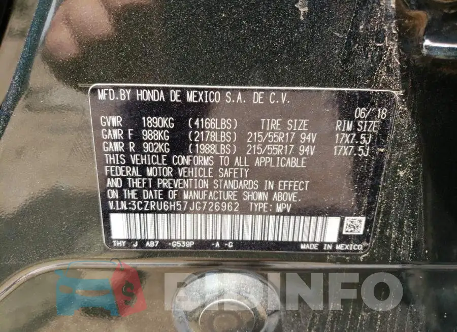 3CZRU6H57JG726962 Photo# 13