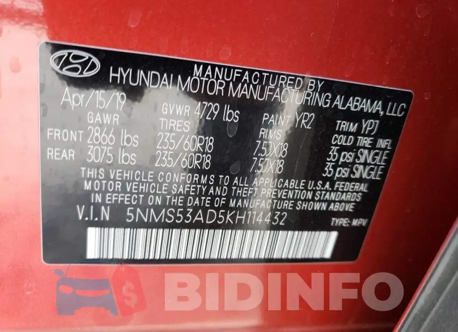 5NMS53AD5KH114432 Photo# 12